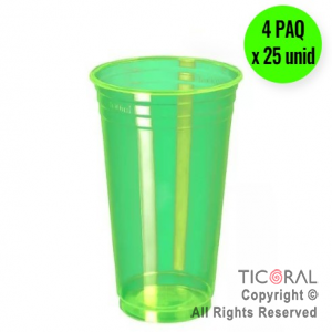 VASO NEON FLUO 300CC AMARILLO LIMÓN COPOBRAS (4 pack x 25 unidades)